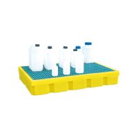 Bac polyéthylène jaune 100 litres caillebotis PE vert pour petits contenants laboratoire