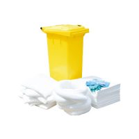 kit antipollution mobile 145 L PE jaune sur roulettes antipollution hydrocarbures tous liquides produits chimiques