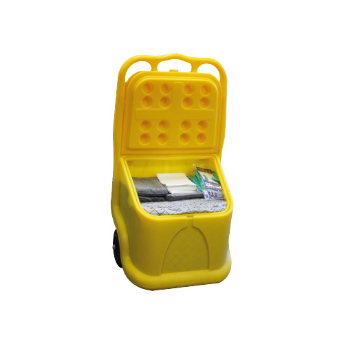 Coffre d'intervention mobile 100 L PE jaune à roulettes pollution hydrocarbures tous liquides